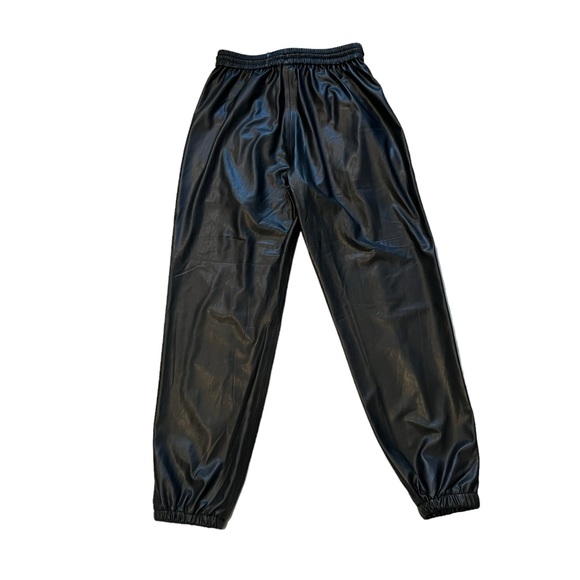 NWT, BLANK NYC Black Faux Leather Jogger Pants Drawstring, Sz 26 - Picture 10 of 15